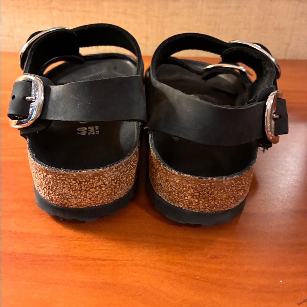 Birkenstock Black Milano Big buckle Slingback Sandals with Metallic Buckles - Picture 5 of 6